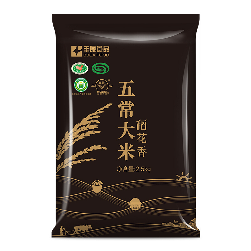BBCA FOOD 丰原食品 五常香米 2.5KG 原香稻大米5斤 粳米 东北大米 28.4元