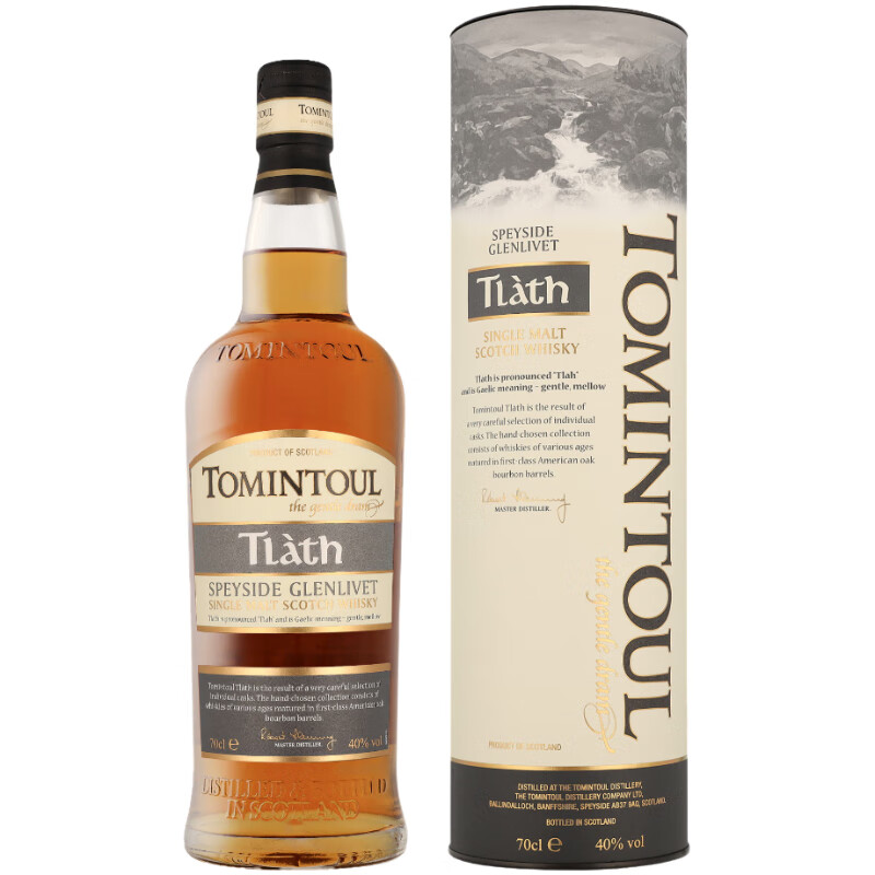 TOMINTOUL 汤玛丁 Tlath 单一麦芽 苏格兰威士忌 700ml 礼盒装 189.05元（包税包邮，需用券）