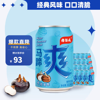 yeo's 杨协成 马蹄爽 荸荠饮料 300ml*24罐 新加坡品牌 果肉饮料 粒粒爽脆