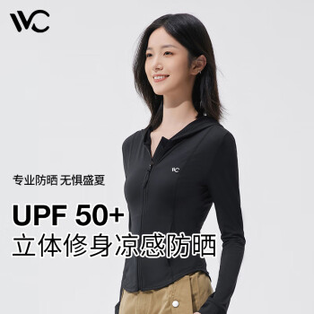 VVC 防曬衣服女士修身冰絲防紫外線短外套披肩外套 時尚黑 S