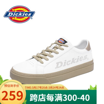 Dickies 帝客 休閑鞋男厚底低幫潮流百搭小白鞋簡(jiǎn)約板鞋 白色 43