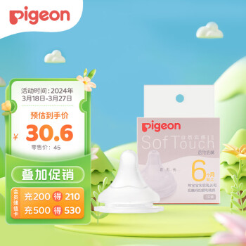 Pigeon 贝亲 自然实感第3代系列 BA132 启衔奶嘴 L 6月+