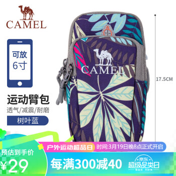 CAMEL 骆驼 户外情侣款手机臂包 情侣款跑步运动健身臂带手包手机臂套 A9W3YD112 树叶蓝