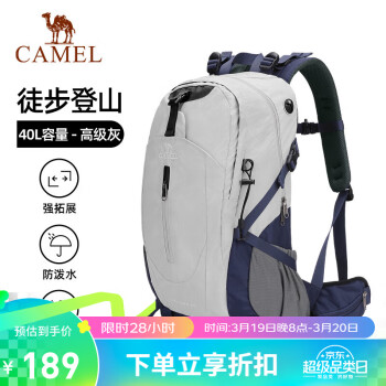 CAMEL 骆驼 登山包户外专业背包男女运动双肩包大容量旅行包A1W3QJ111高级灰