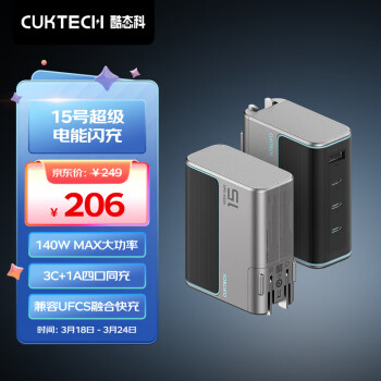 CukTech 酷态科 15号 140W氮化镓四口充电器 3C1A