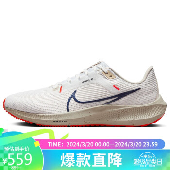 NIKE 耐克 跑步鞋男子飞马40缓震PEGASUS 40运动鞋DV3853-100白41