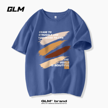 GLM 夏季短袖t恤男创意油画涂鸦印花男生纯棉半截袖