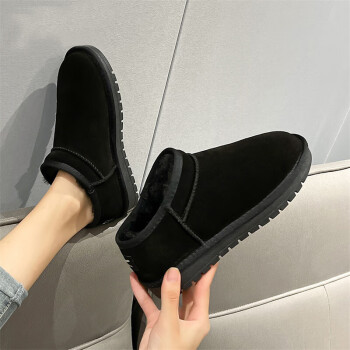 WARRIOR 回力 女鞋雪地靴低帮加绒棉鞋冬季保暖休闲鞋 WPM(WZ)-0041 黑色 37