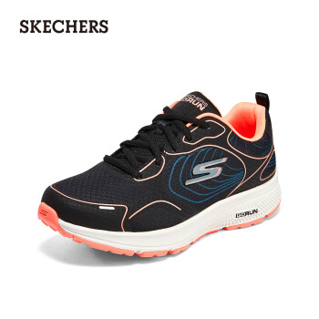 SKECHERS 斯凯奇 轻质缓震跑步鞋舒适耐磨128294 黑色/珊瑚色/BKCL 36.00