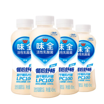 WEICHUAN 味全 活性乳酸菌原味 435ml*4  800亿活菌 饮品饮料 组合装