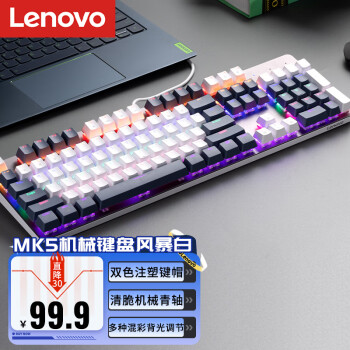 Lenovo 联想 MK5青轴有线机械键盘RGB光效适用拯救者R9000P/Y7000游戏电竞办公键盘104键