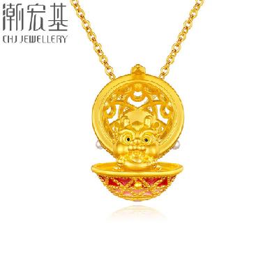 CHJ JEWELLERY 潮宏基 花丝龙蛋足金黄金吊坠女定价 百灵龙 XPG33700068 2628元 包邮（双重优惠）