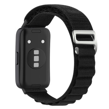Biaze 毕亚兹 华为手环8表带 8代NFC版可替换尼龙高山回环挂扣手环腕带 个性透气防水耐脏智能运动手环带 黑色-BD55