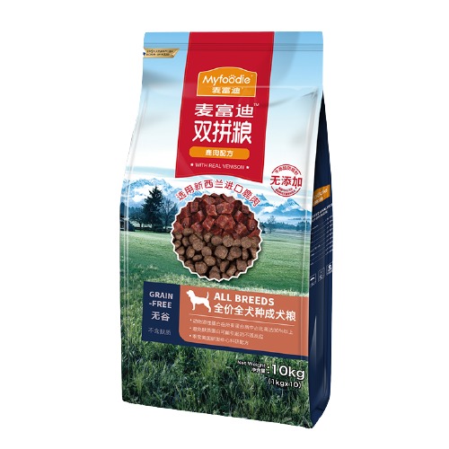 Myfoodie 麦富迪 无谷鹿肉双拼全犬成犬狗粮 10kg 券后169元