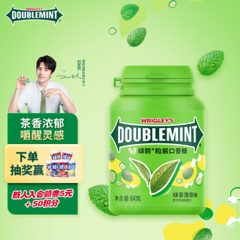 DOUBLEMINT 绿箭 口香糖 绿茶薄荷味 64g