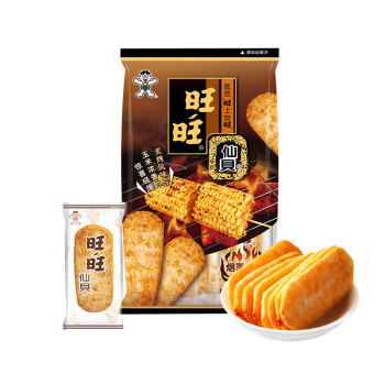 Want Want 旺旺 仙贝 零食 膨化食品 饼干糕点 烟熏炙烤玉米味 56g*5连包