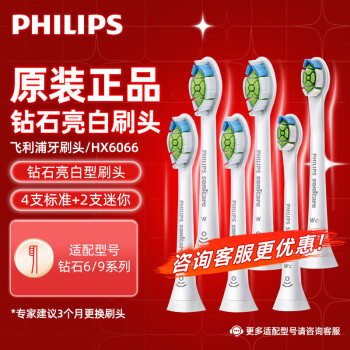 PHILIPS 飞利浦 HX6066/69 电动牙刷刷头 白色 6只装