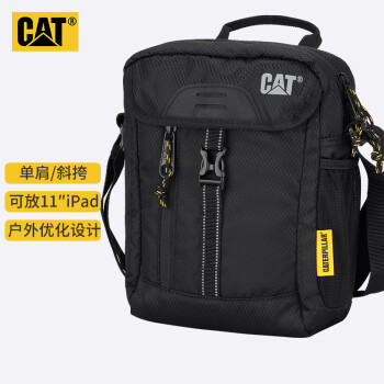 CAT 卡特彼勒 卡特斜挎单肩包潮流户外手机包11英寸iPad平板邮差包男女黑 83367