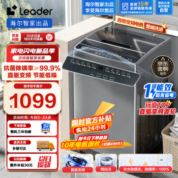 Leader 海尔智家出品 波轮洗衣机全自动 10公斤958 直驱变频电机 健康除螨洗 桶自洁