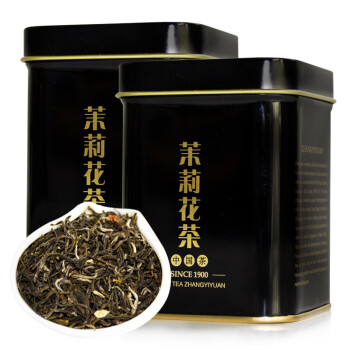 张一元 特级茉莉花茶2罐组（50g*2） 黑罐浓香花茶 绿茶茶叶 茉莉香浓 黑罐*2
