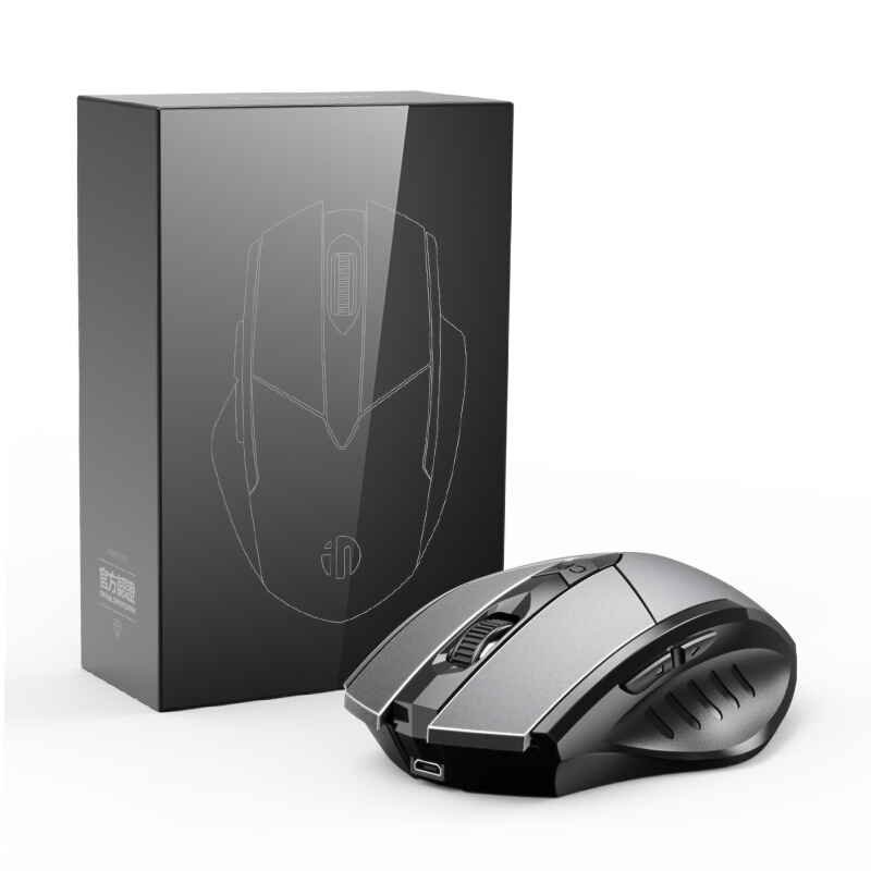 inphic 英菲克 PM6 无线鼠标可充电人体工学办公便携轻音笔记本电脑台式游戏通用2.4g 铁灰色 27.76元