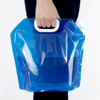 佰伶佰俐 户外储水袋自驾野营便携手提可折叠大容量水袋 旅游载水桶10L蓝色