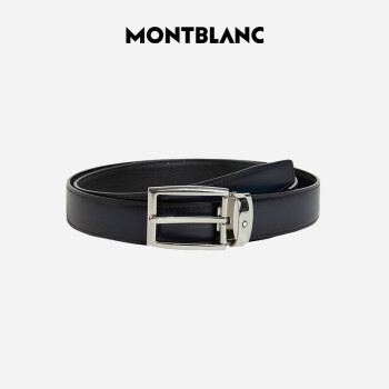 MONTBLANC 万宝龙 男士牛皮针扣腰带 123899 黑色/蓝色 120