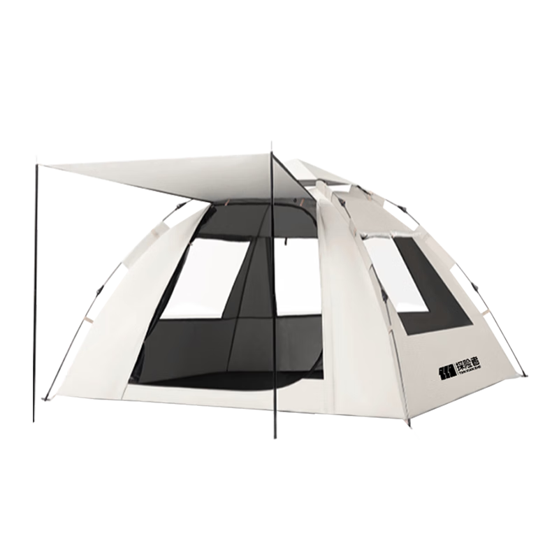 PLUS会员：探险者 帐篷户外折叠天幕便携式 自动速开帐 2-3人银胶款【一门一窗】云雾白 87元包邮