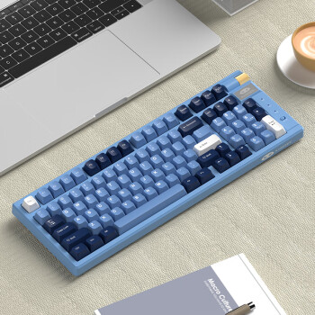 MageGee MK 98 客制化GASKET键盘 三模有线机械键盘 98键全键热插拔键盘 无线蓝牙键盘 深蓝RGB背光 蓝鲸轴
