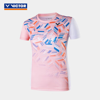 VICTOR 威克多 胜利羽毛球服透气快干女款T恤 T-26001TD 粉色 XL