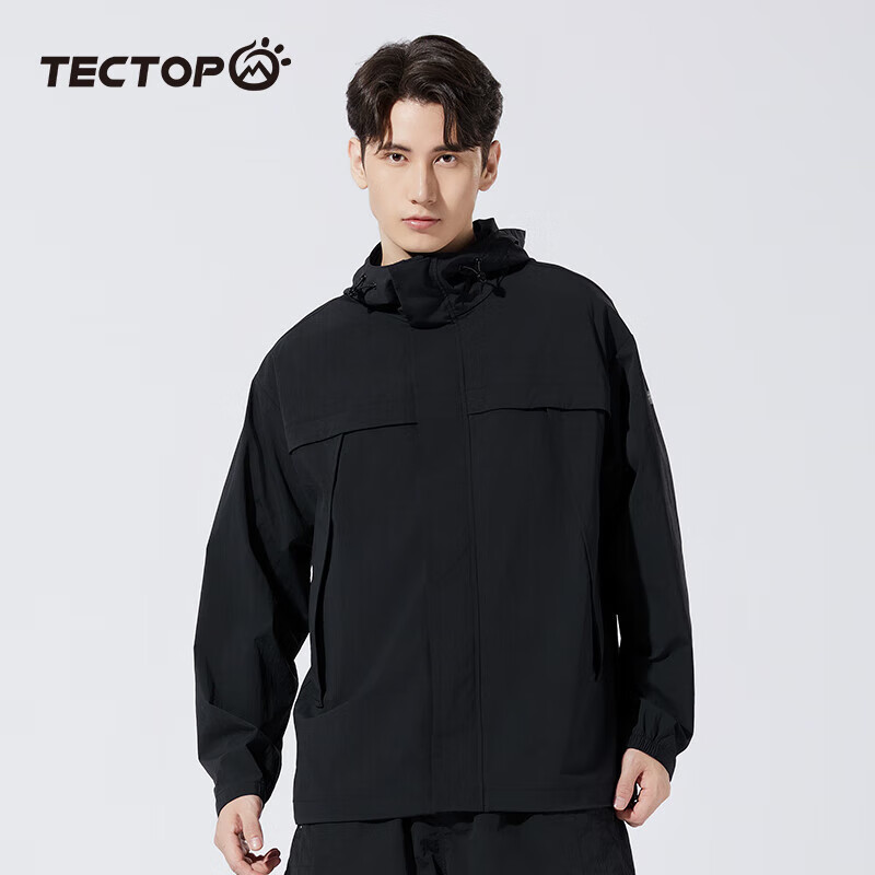 PLUS会员：TECTOP 探拓 男款户外登山服 经典黑 126.98元包邮（需用券，多重优惠）