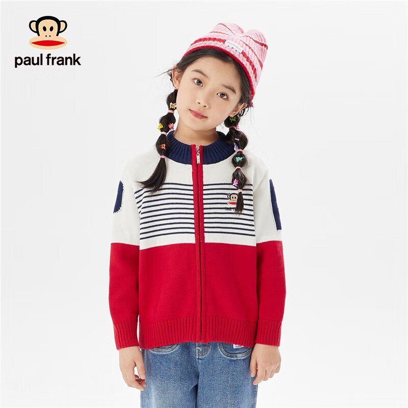 PLUS会员：paul frank 大嘴猴 中大童针织衫休闲上衣 红色 140 58.36元包邮（需用券）