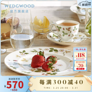 WEDGWOOD 威基伍德野草莓23cm骨瓷欧式盘子餐盘菜盘西餐盘餐具家用 野草莓餐盘 1个 23cm