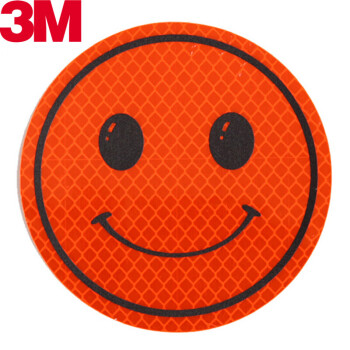 3M 反光贴笑脸安全警示贴划痕车贴汽车贴纸直径10厘米荧光橙色
