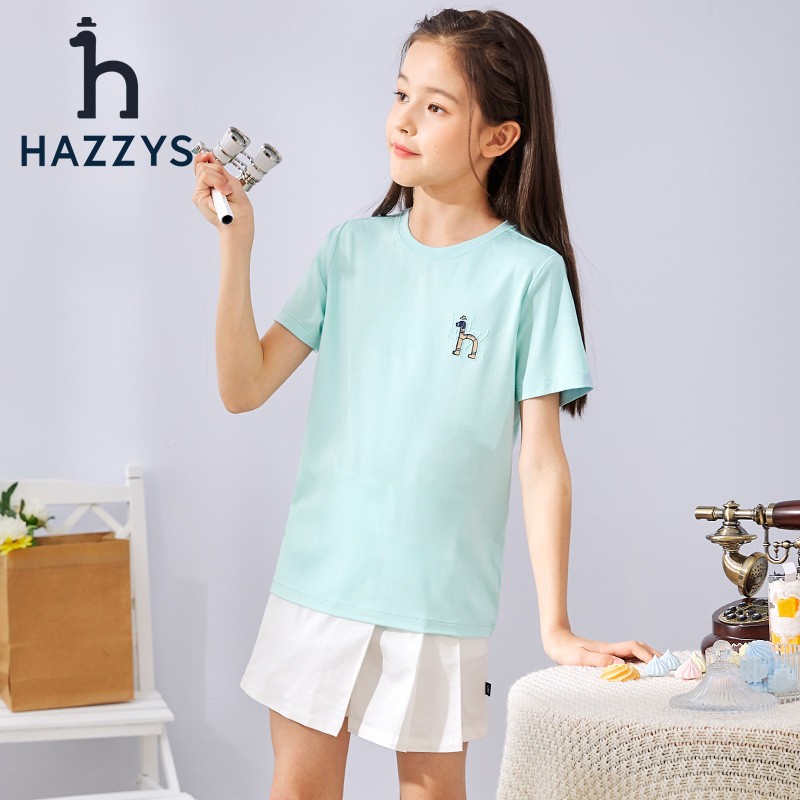 20点开始：HAZZYS 哈吉斯 儿童简约时尚短袖 玻璃蓝 155 券后117.31元