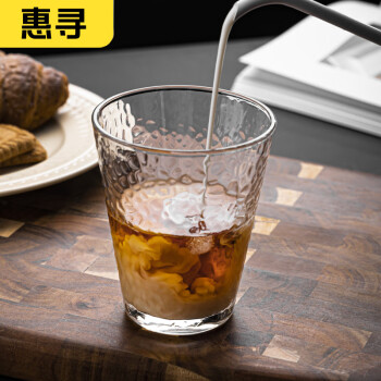 惠尋 錘紋玻璃水杯果汁飲料茶杯 220ml