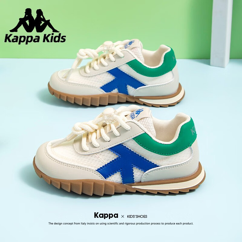 需抢券、PLUS会员：Kappa Kids 卡帕 儿童运动鞋 006C绿/兰|网面鞋|春夏款 27码  77.71元包邮（需用券）
