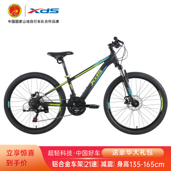XDS 喜德盛 儿童自行车儿童山地自行车儿童山地车儿童单车 中国风 24寸黑绿色