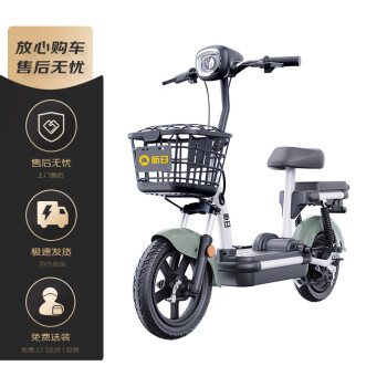 SUNRA 新日 新国标电动车48V12A铅酸电池成人电动自行车 小卡迪 烟灰绿