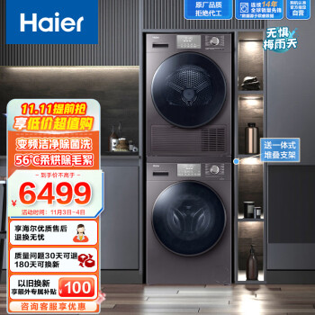 Haier 海尔 Mate系列 EG100MATE5S+EHG100MATE5S 热泵式洗烘套装