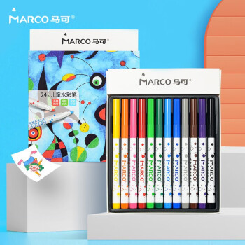 MARCO 马可 可水洗水彩笔24色 彩笔儿童水彩笔可水洗幼儿园小学生绘画笔工具美术用品套装开学文具