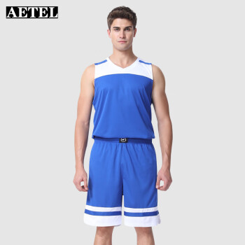 AETEL 篮球服套装男定制体育运动宽松学生训练队服个性透气比赛球衣 可现做logo 彩兰 6XL