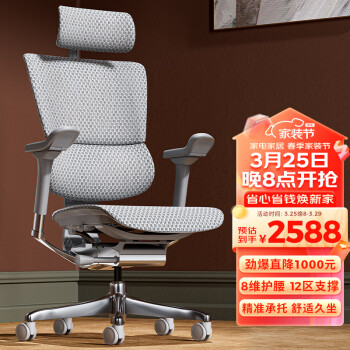 保友办公家具 保友优旗舰 2代 高端人体工学椅电脑椅家用 灰色+银白色 旗舰版