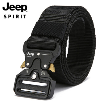 JEEP SPIRIT 吉普磁力扣機(jī)能腰帶男士皮帶休閑戶外帆布褲帶織尼龍帆布皮帶 402黑色