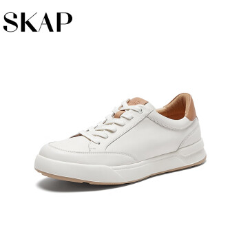SKAP2024春季舒适轻质系带小白鞋男休闲鞋A5K03AM4 米白 44
