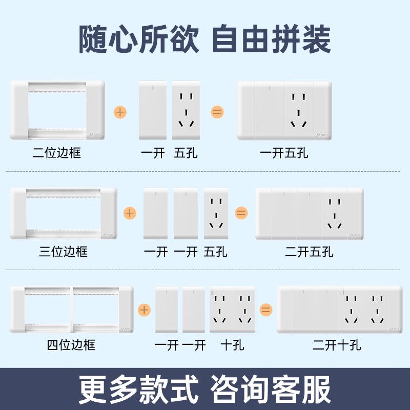 BULL 公牛 118型十二孔20孔连排插座多功能开关电脑电视面板G24四位发模块 二十孔（4位） 34.99元