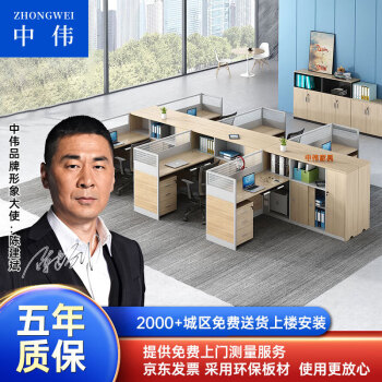 ZHONGWEI 中伟 屏风办公桌椅组合工位职员桌办公室屏风隔断卡座六人位