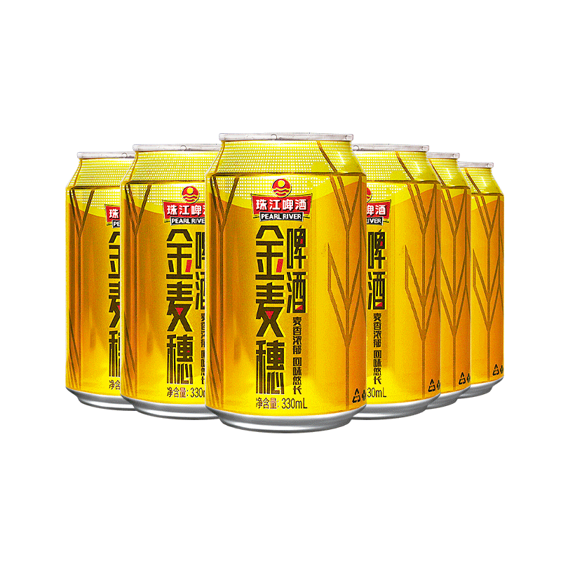 PLSU會員、需換購：珠江啤酒 10度 珠江金麥穗啤酒 330ml*6聽 連包裝 10.81元（主商品9.90元）