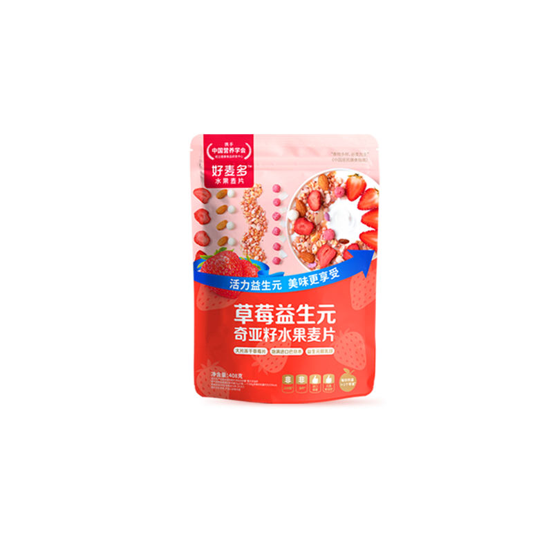 需首购、PLUS会员：好麦多草莓益生元麦片坚果谷物酸奶水果燕麦片零食营养早餐食品 408g 14.67元包邮