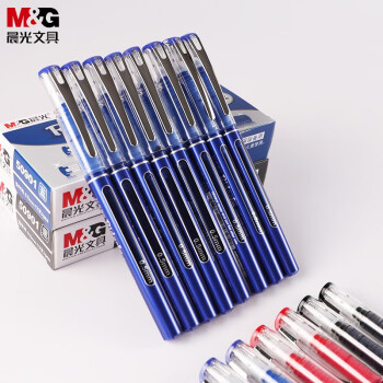 M&G 晨光 文具0.5mm中性笔直液式全针管签字笔办公水笔12支盒 ARP50901 蓝色整盒12支
